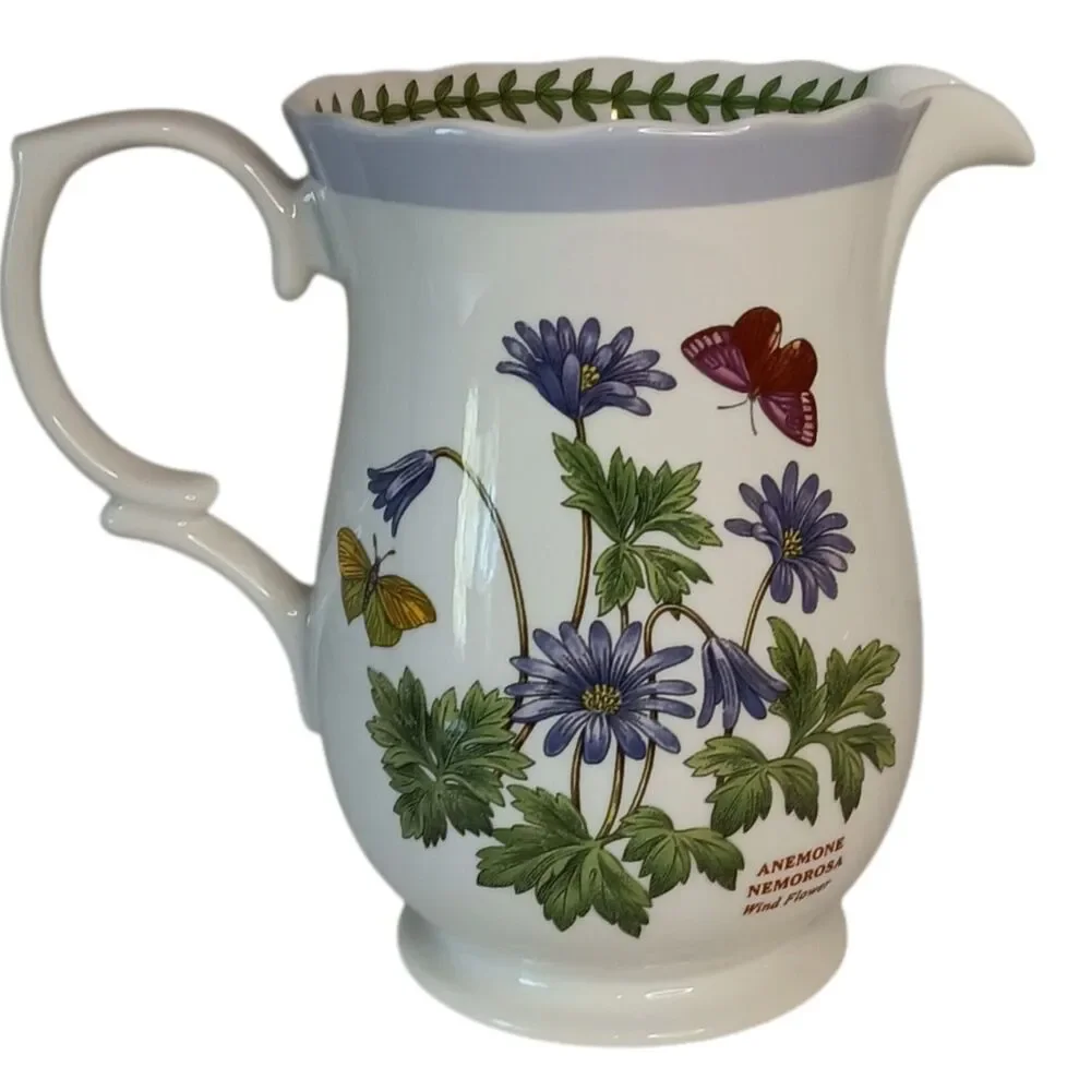 Portmeirion Botanic Garden Pitcher Jug Anemone & Butterfly Design 48 oz 7.5 x 5